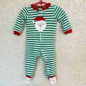 Carter’s Just One You Striped Santa Zip Front Footed Sleeper Size 9 Mo